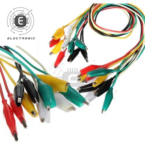 10Pcs 50cm Medium Crocodile Clips Cable Double-ended Alligator Clips Wire Testing Wire Clip 5 Colors Electrical Test Cable