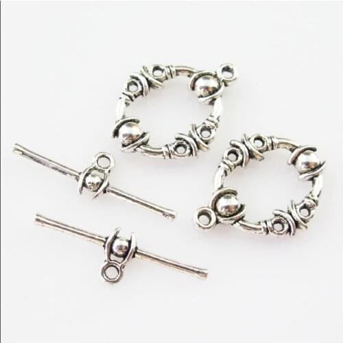 15 New Connectors Necklace Oval Circle Toggle Clasps Tibetan Silver