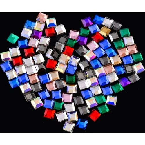 20pcs 4mm Square 3D Nail Rhinestones Crystal Flatback Glass Stones Manicure Nail Arts Decorations Charm Gem Jewelry Accessories