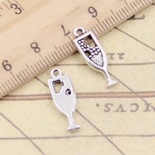 30pcs Charms Wine Glass 20x6mm Tibetan Silver Color Pendants Antique Jewelry Making DIY Handmade Craft