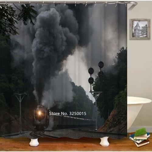 3D Aircraft Carrier City Construction World Flag Garden Flowers Shower Curtain Toilet Waterproof and Mildew Proof Belt Hook