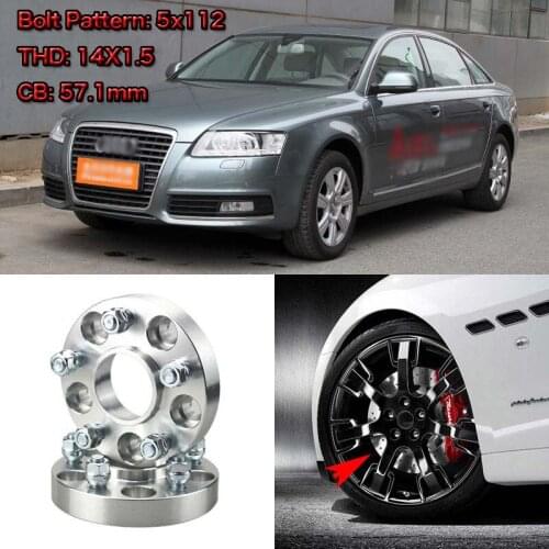 4pcs 1" Wheel Spacers Adapters 5 Lug 5x4.4"/5x112-14x1.5 Studs For Audi A6 1997-2011