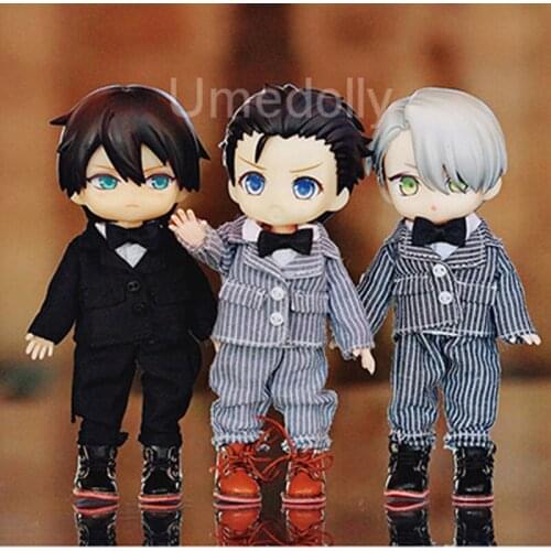 4pcs/set Obitsu 11 Doll Gentlemen Suit for OB11, 1/12 BJD Doll Coat + Pants + Shirts + Necktie Clothes Accessories