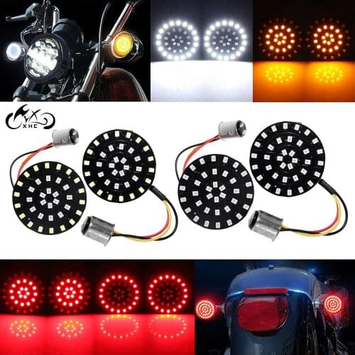 4X 1157 Bullet A/W Red LED Turn Signals Light Inserts Bulb For Harley Touring Electra Tri Glide Road King Dyna Sportster 14-19