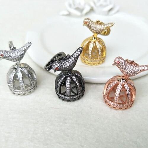 5Pcs CZ crystal birdcage Charm,Handcrafted CZ zircon Micro pave Turkish Style Pendant,Jewelry Finding DIY necklace making P599