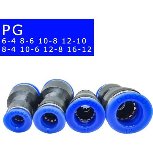 500PCS High Quality Unequal Diameter Air Tube Fitting PG Series Straight Union,One Touch Push In Pneumatic Fitting Connectors