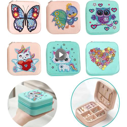 DIY 5D Diamond Painting Mosaic Rhinestone Jewelry Storage Box Special Shape Diamond Resin Painting Kit Jewelry Holder Gifts