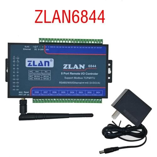 For Zlan6844 Rs485 Wifi Ethernet Rj45 8 Channel Di Ai Do Rs485 Modbus I / o Module Rtu Data Collector Remote Control Board Modul
