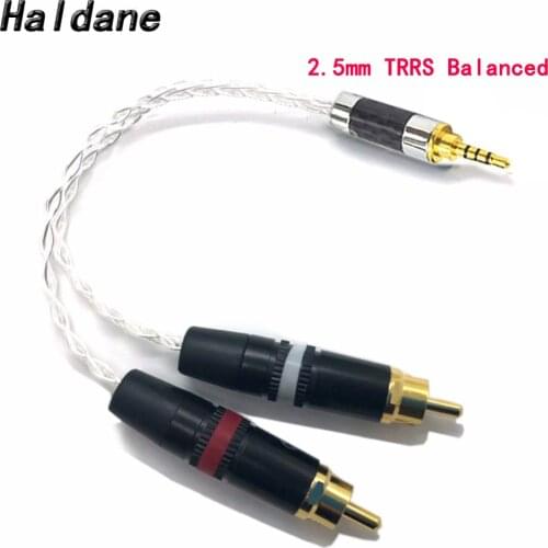 Haldane HIFI 2.5mm TRRS/4.4mm Balanced Male 3.5mm Jack to RCA Plug Aux Cable 8x 1.0mm Silver Wire Headphone Amp