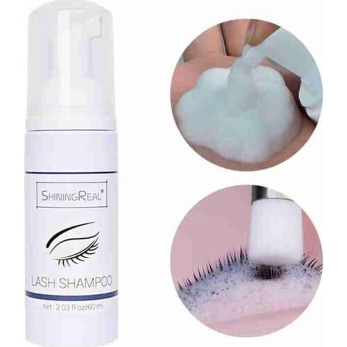 60ml Eyelash Extensions Shampoo Eyelash Extension Glue Eye Lash Cleaning Foam Pump Design No Stimulation Makeup Clean