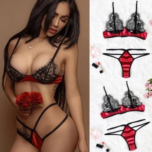Women Underwear Set Lingerie Set Satin Lace Push Up Top Bra Underpant Set Sexy Lingerie Sleepwear Lace underwear