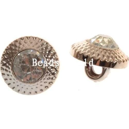 50 Pcs Rose Gold White Rhinestone Resin Round Shank Buttons Scrapbooking Clothing Decoration Jewelry DIY 12mm(W04812 X 1)