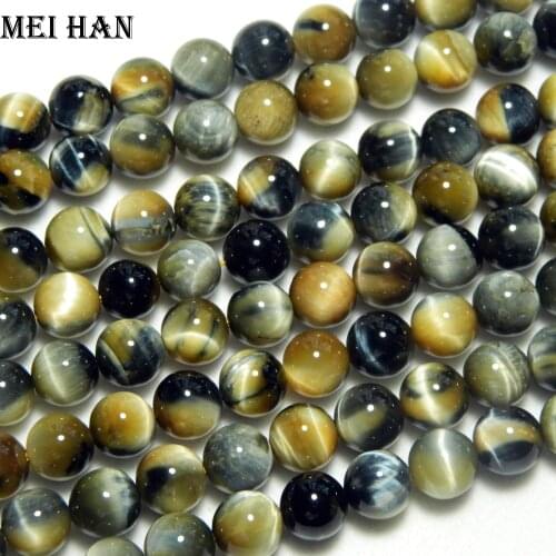 Meihan 8mm 10mm natural mixd color dream tiger eye smooth round stone beads for jewelry making design