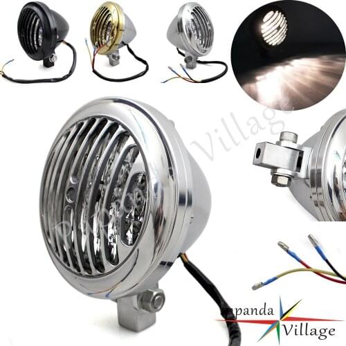 5" Motorcycle H4 12V 35W Grill Headlight High Low Beam Universal For Yamaha Honda Harley Cafe Racer Chopper Bobber XS650 CB750