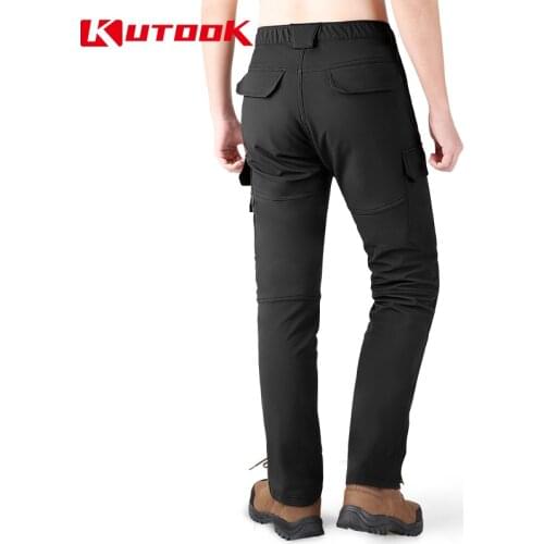 KUTOOK Men Trekking Pants Autumn Winter Cycling Running Camping Hiking Trousers Hydrophobic Thermal Elastic Fleece Clothing