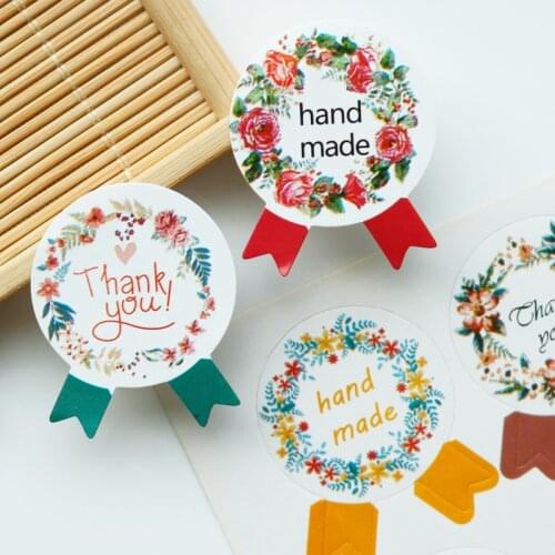 108pcs Medal Shape Paper Sticker 4 Colores Mix Hand Made Sealing Stickers Thank you Labels DIY Gift Wedding Party Decoration