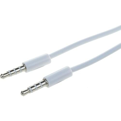 New 4 Pole 1m 3.5mm Male-Male Connector Cable Record Car Aux Audio Cord Headphone