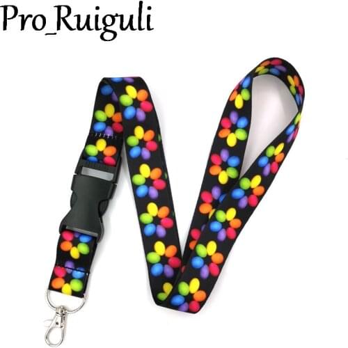 Easter Colorful Eggs Flowers Lanyards Cool Neck Strap webbings ribbons Phone Key ID Card Holder Lanyard For DIY Hang Rope