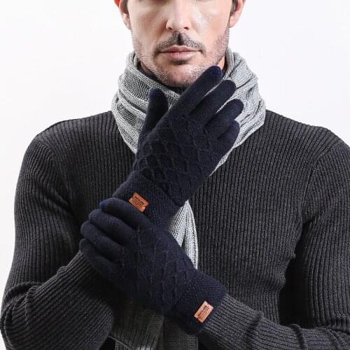Knitted Gloves Autumn and Winter Mens Outdoor Riding Korean Version of Wool and Cashmere To Keep Warm Driving