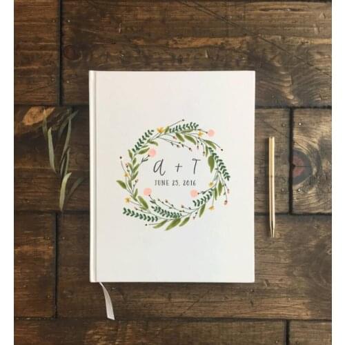 Personalize Floral Wedding Guest Book. Customize Wedding Guestbook. Wedding keepsake journals anniversary birthday gifts