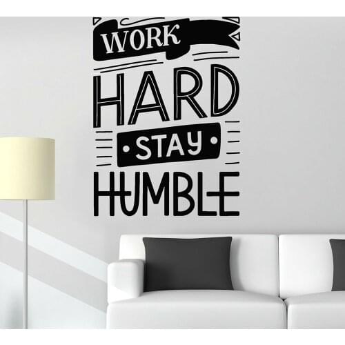 Work Hard Stay Humble Wall Stickers Office Motivation Phrase Quotes Vinyl Wall Decals Classroom Modern Home Decoration W185