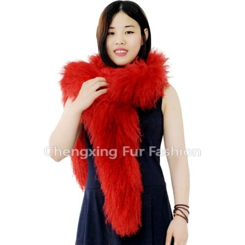CX-S-108 Customizable Mongolian Lamb Fur Scarf Handmade Winter Ladies' Fur Scarves