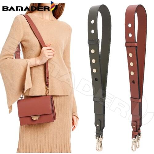 BAMADER Genuine Leather Bag Strap High Quality Rivet Wide Shoulder Strap Fashion Adjustable 90cm-110cm Women Bag Accessories New