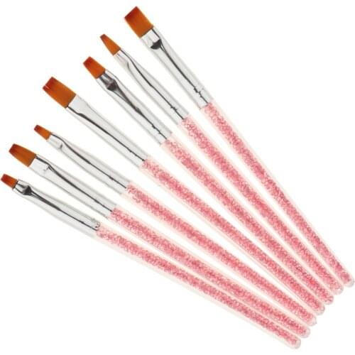 Salon DIY Nail Art Flat Brushes UV Gel Polishing Liner Drawing Pen Sets 7Pcs