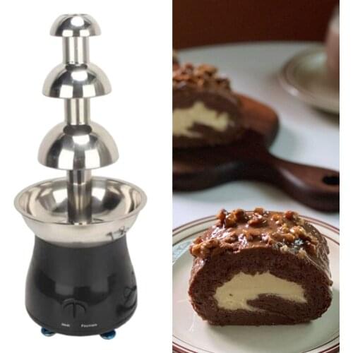 Stainless Steel 4 Tiers Chocolate Fountain Waterfall Maker, Altitude 22 inches, Plug-UK 220 V