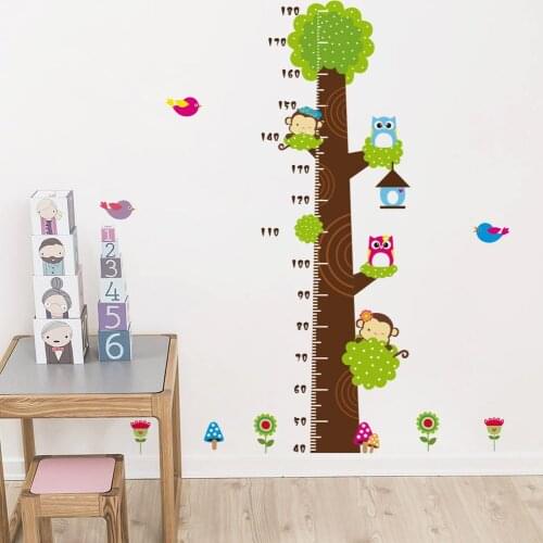 Owl monkey tree height ruler Wall Sticker Living Room kids for Bedroom Decor Art Mural Furniture Eco-friendly Wall Sticker Decal