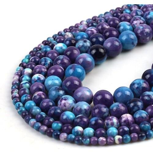 Dark Purple Colorful Rain Jaspers Round Beads Natural Loose Stone Beads For DIY Jewelry Making 4/6/8/10/12mm Bracelet 15