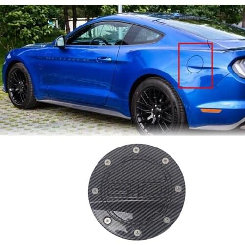Carbon Fiber Car Fuel Tank Cover Oil Fuel Tank Cap Sticker Cover Trim for Mustang 5.0 2015-2019
