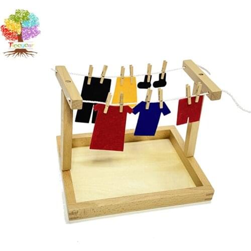 Treeyear Montessori Clothesline Activity, Montessori Clothesline Stand Montessori Practical Life Materials