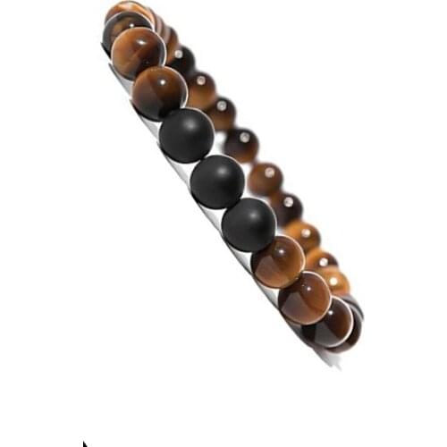 High Quality Tiger Eye Natural Stone Bracelets Howlite Black Matte Round Beads Elasticity Men Women Bracelet
