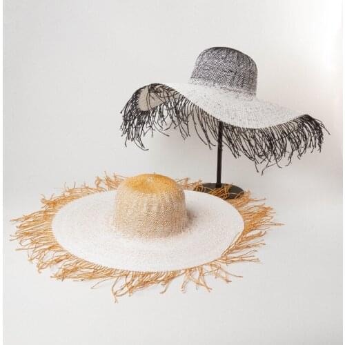 2022 Spring Summer New Style Tassel Big Brim Straw Hat Woven Dome Sun Hat For Women Outdoor Travel Sunscreen Beach Hat