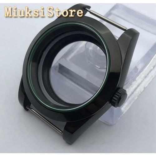40mm black sterile case sapphire glass watch case fit NH35 NH36 ETA 2836 Miyota 8205 8215 821A Mingzhu DG2813 3804 movement