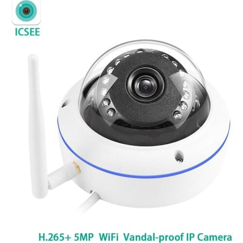 5MP ICSee APP WiFi Wireless Wired H.265 + Network Outdoor Dome Camera Built-In SD Card Slot Night Vision