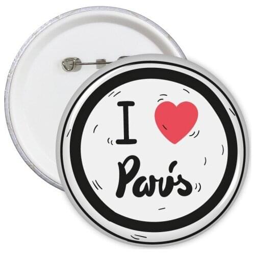 I Love Paris Words Pattern Round Pins Badge Button Clothing Decoration Gift 5pcs