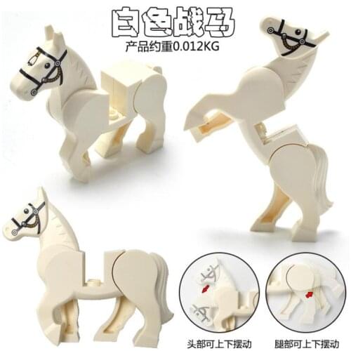 Battle Horse Block Toys White Brown Black DIY Assembling Doll Blocks Children Party Gift Favors Mini Animal Figures Toys