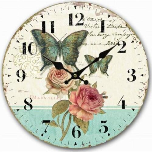 Quartz Wall Clock retro clock Simple Wooden Wall Clock Bar Living Room Diameter 30cm