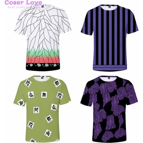 Demon Slayer: Kimetsu no Yaiba Kochou Shinobu Iguro Obanai Himejima Kyoumei Kokushibou Tanjirou Nezuko Cosplay T-shirt Costume