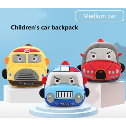 Cartoon 3D Car Childrens Backpacks Soft Plush Kids Schoolbags Boys Racing Car Print Backpack Breathable Kindergarten Book Bags