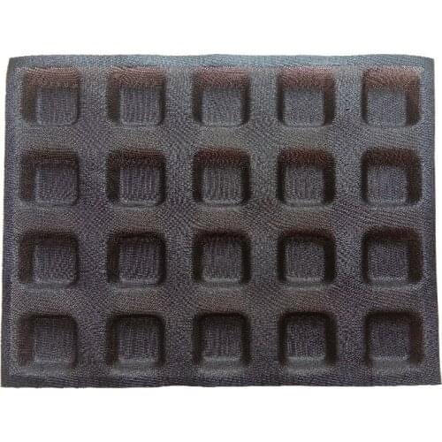 20 Cavity Square Bread Baking Mold Homemade Bun Baguette Eclair Non Stick Bake Tray Porous Glass Fiber Silicone Mould