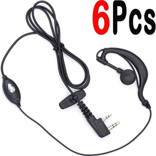 6pcs Baofeng PTT Earpiece Headset For Baofeng UV-5R UV-82 BF-888S GT-3 UV-S9 Walkie Talkie Two Way Radio