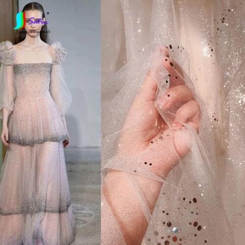 Gradient Glitter Sprinkling Gold Small Fragments Sequins Mesh Fabric DIY Party Wedding Dress Stage Decoration Soft Mesh Fabric