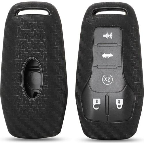 Bilchave 5 Buttons Carbon Fiber Silicone Remote Car Key Case Cover Fob For Ford Edge Explorer Fusion 2015-2017 Holde
