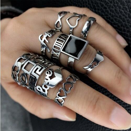 Stainless Steel matching rings set for women anillo bagues bohemian jewelry teen girls sieraden accesorios mujer fashion 2021