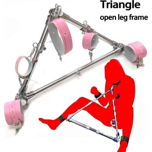 Stainless Steel Triangle Frame Bdsm Torture Leather Collar Hand Ankle Cuffs Bondage Restraints Handcuffs For Sex Adult Games