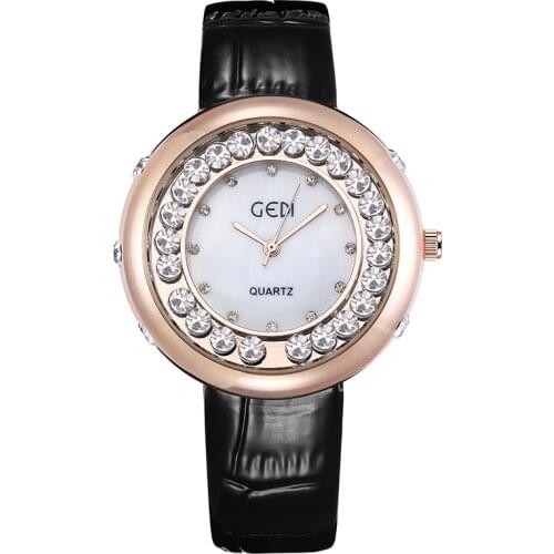 Fashion Luxury Watches for Women Diamond Red Quartz Dress Bracelet Wristwatch with Leather Female Clock Reloj De Mujer Relogios