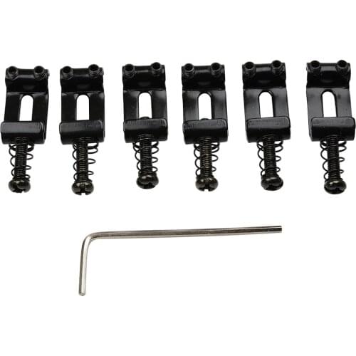Musiclily Pro 11.3mm Steel Vintage Style Guitar Tremolo Bridge Saddles for Strat Stratocaster Electric Guitar, Black (Set of 6)